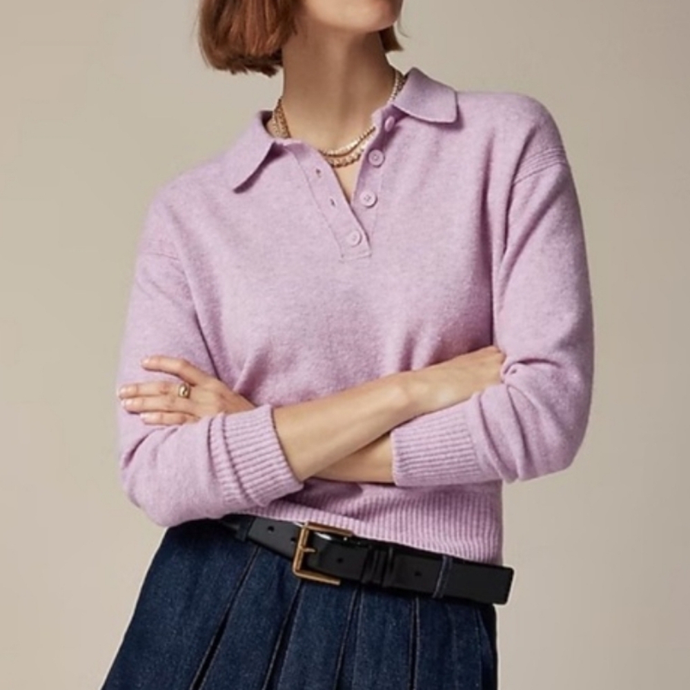 J. Crew Long Sleeve Sweater Polo In Supersoft Yarn Large